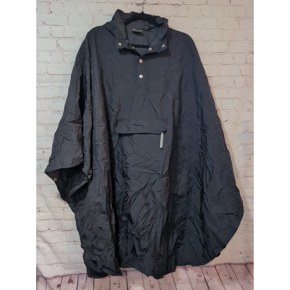 Shed Rain Pouchables Packable Rain Cape In Black Unisex OSFM Hooded Snap Front